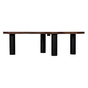Schulz Coffee Table, Dark Walnut with Black Steel Base