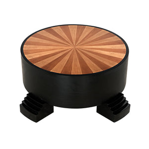 Tambour Coffee Table, Hand Rubbed Black with Veneer Top