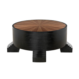 Tambour Coffee Table, Hand Rubbed Black with Veneer Top