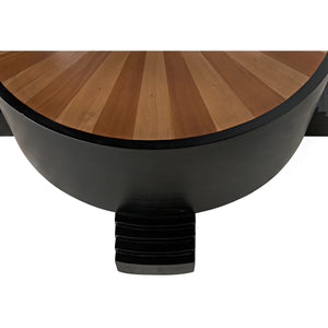 Tambour Coffee Table, Hand Rubbed Black with Veneer Top