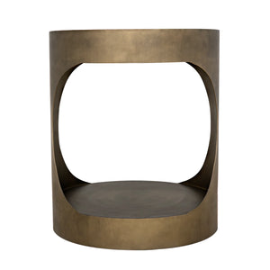 Eclipse Round Side Table, Metal with Aged Brass Finish