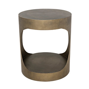 Eclipse Round Side Table, Metal with Aged Brass Finish
