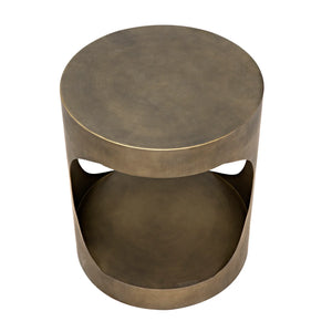 Eclipse Round Side Table, Metal with Aged Brass Finish