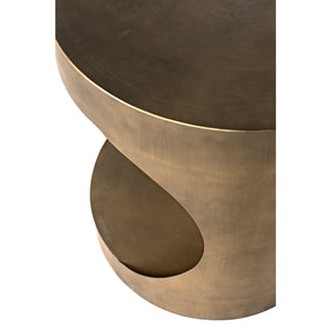Eclipse Round Side Table, Metal with Aged Brass Finish