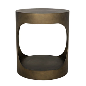Eclipse Round Side Table, Metal with Aged Brass Finish