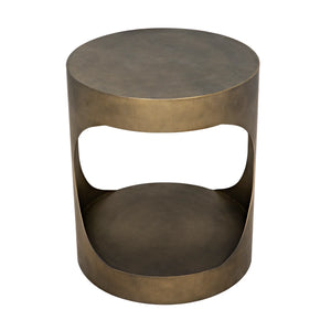 Eclipse Round Side Table, Metal with Aged Brass Finish
