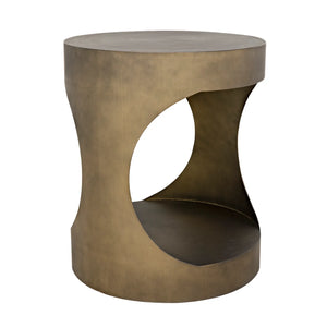 Eclipse Round Side Table, Metal with Aged Brass Finish
