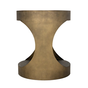 Eclipse Round Side Table, Metal with Aged Brass Finish