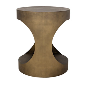 Eclipse Round Side Table, Metal with Aged Brass Finish