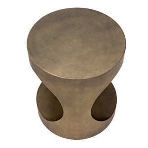 Eclipse Round Side Table, Metal with Aged Brass Finish