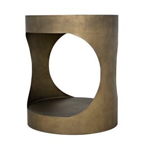 Eclipse Round Side Table, Metal with Aged Brass Finish