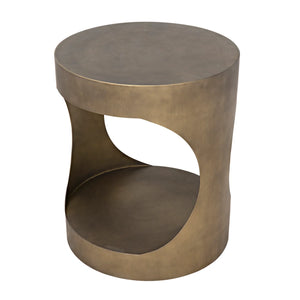 Eclipse Round Side Table, Metal with Aged Brass Finish