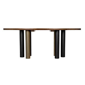 Journal Oval Dining Table, Dark Walnut with Black Steel Base