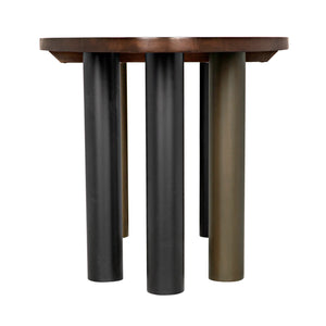 Journal Oval Dining Table, Dark Walnut with Black Steel Base