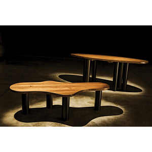 Journal Oval Dining Table, Dark Walnut with Black Steel Base