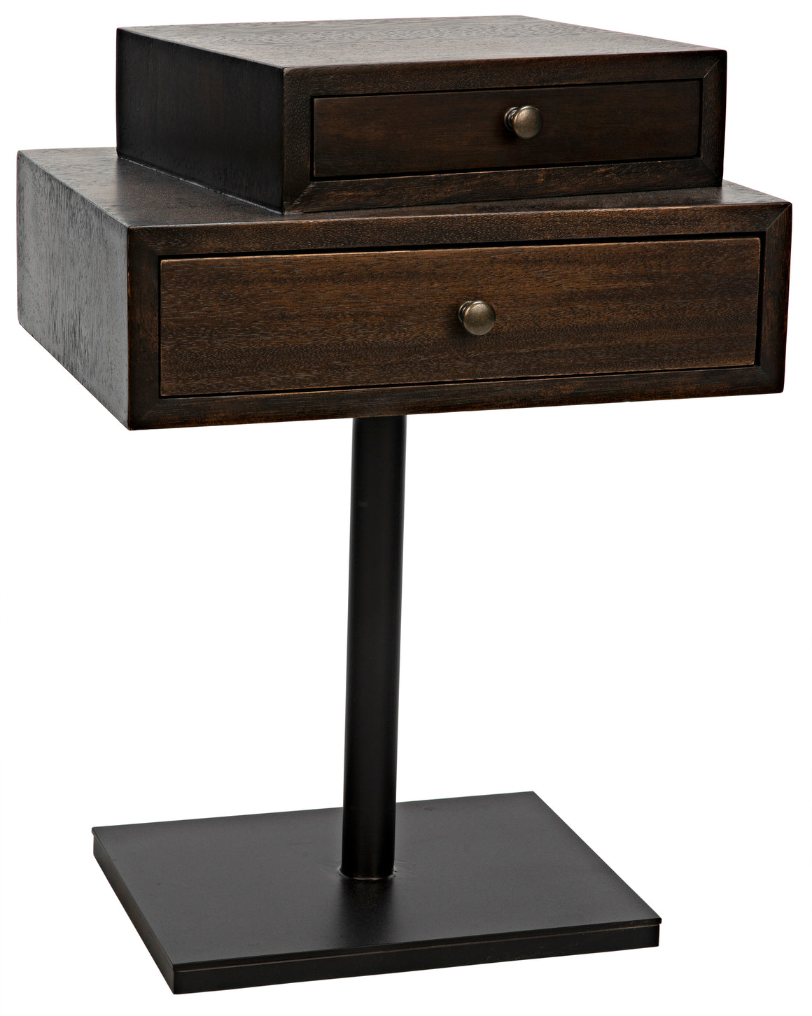 Enola Side Table, Ebony Walnut with Metal Base