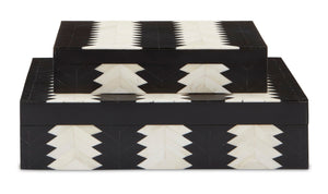 Currey and Company Arrow Box Set of 2 - Black/White/Natural