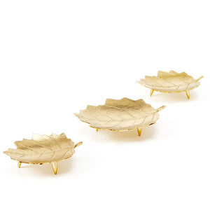 Hand Cast Brass Leaves Catch Alls - Set of 3 | Hawthorne Collection | Villa & House