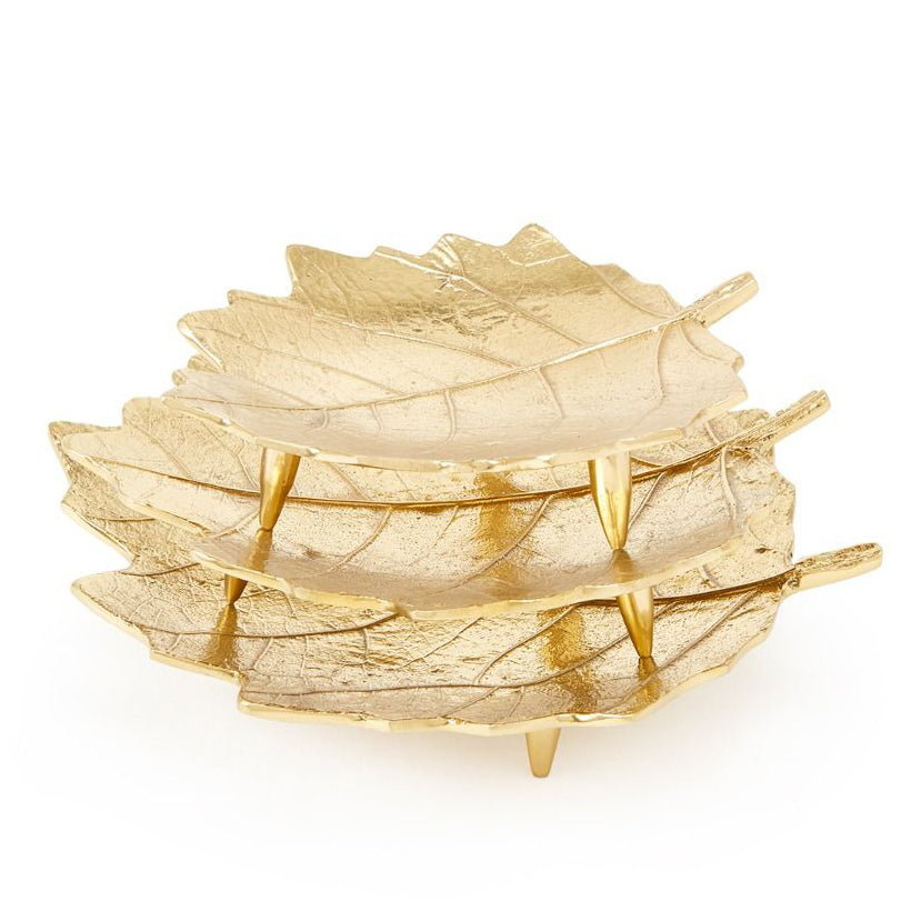 Hand Cast Brass Leaves Catch Alls - Set of 3 | Hawthorne Collection | Villa & House