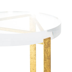 Gold Leafed Triangular Side Table with Round Acrylic Top | Harrison Collection | Villa & House