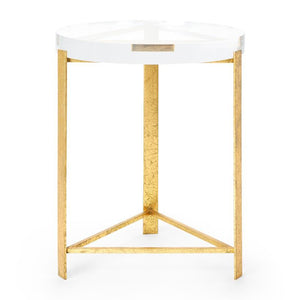 Gold Leafed Triangular Side Table with Round Acrylic Top | Harrison Collection | Villa & House