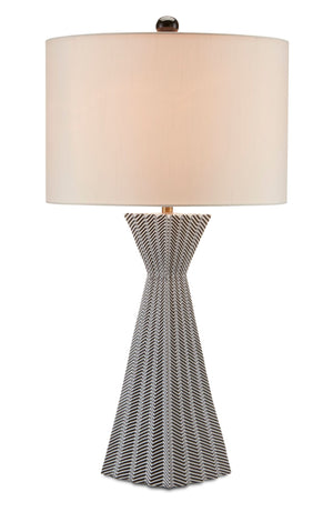 Currey and Company Fabienne Table Lamp - Black/White/Antique Brass