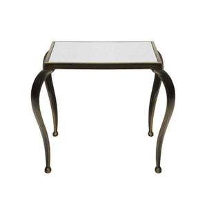 Worlds Away Mosley Square Side Table with Antique Mirror Top - Bronze
