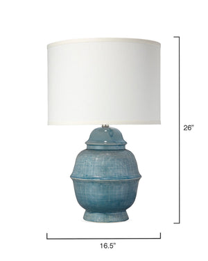 Ceramic Table Lamp with Drum Shade – Blue