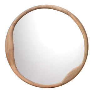 Organic Round Mirror in Natural Wood