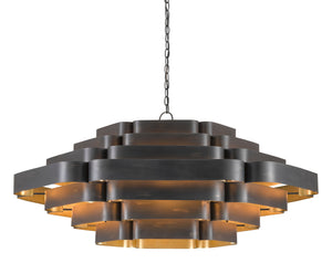 Currey and Company Bailey Chandelier - French Black/Contemporary Gold Leaf