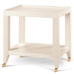 Lacquered Grasscloth Tea Table with Casters - Natural | Isadora Collection | Villa & House
