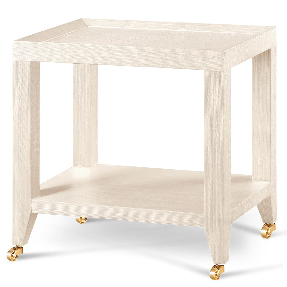 Lacquered Grasscloth Tea Table with Casters - Natural | Isadora Collection | Villa & House