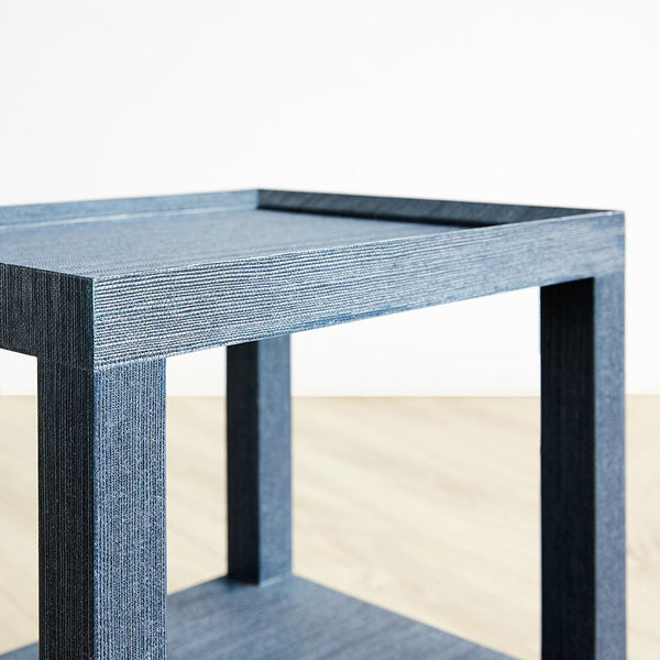 Lacquered Grasscloth Tea Table with Casters - Navy Blue | Isadora