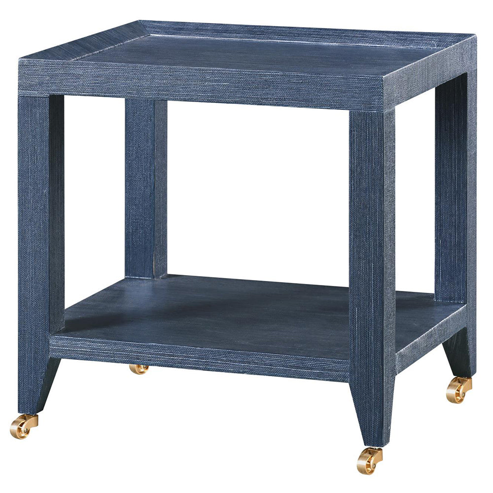 Lacquered Grasscloth Tea Table with Casters - Navy Blue | Isadora Collection | Villa & House