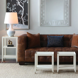 Lacquered Grasscloth 2-Shelf Accent Table – Natural | Isadora Collection | Villa & House