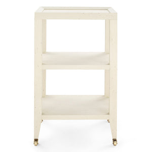 Lacquered Grasscloth 2-Shelf Accent Table – Natural | Isadora Collection | Villa & House