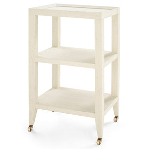 Lacquered Grasscloth 2-Shelf Accent Table – Natural | Isadora Collection | Villa & House