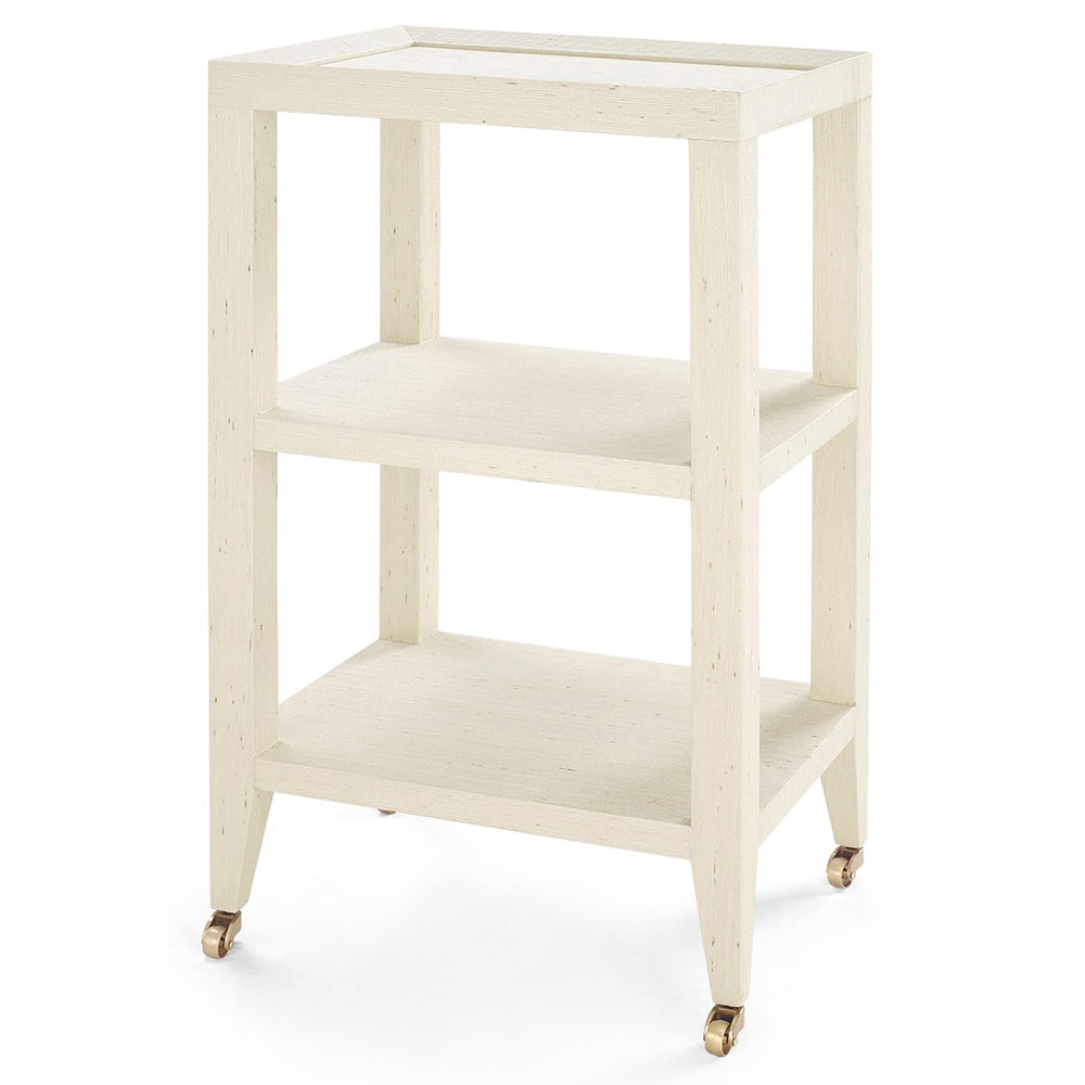 Lacquered Grasscloth 2-Shelf Accent Table – Natural | Isadora Collection | Villa & House