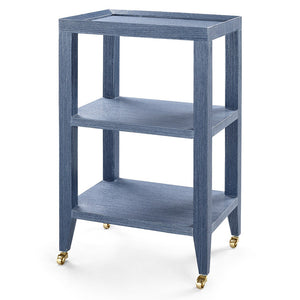 Lacquered Grasscloth 2-Shelf Accent Table – Navy Blue | Isadora Collection | Villa & House