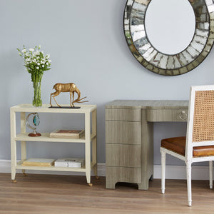 Lacquered Grasscloth 2-Shelf Console Table – Natural | Isadora Collection | Villa & House