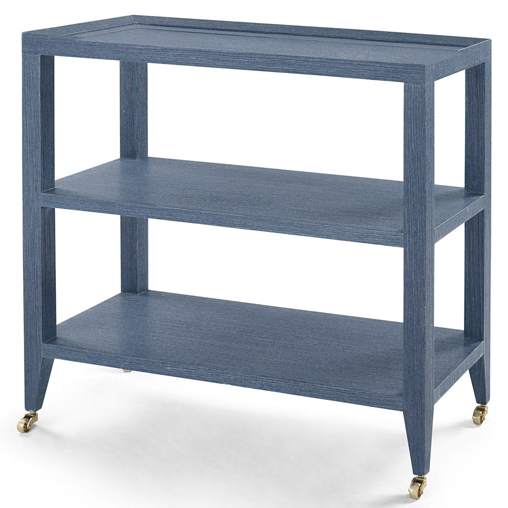 Lacquered Grasscloth 2-Shelf Console Table – Navy Blue | Isadora