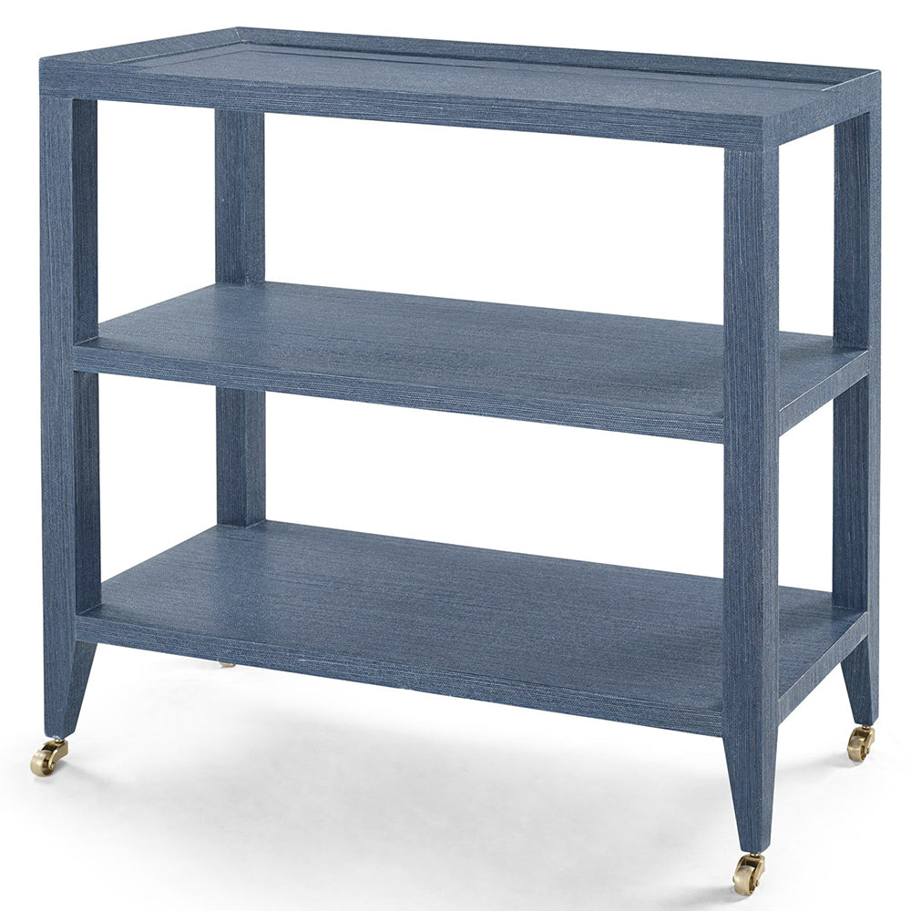 Lacquered Grasscloth 2-Shelf Console Table – Navy Blue | Isadora Collection | Villa & House