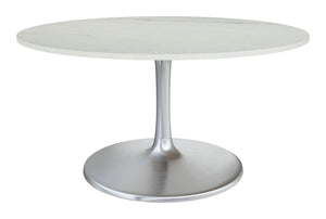 Gotham Dining Table 60" White & Silver