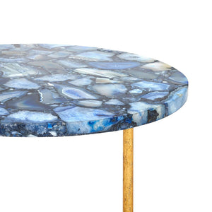 Gold Leaf Round Side Table with Agate Top – Blue | Jenay Collection | Villa & House