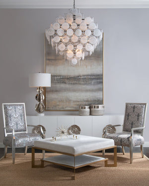 Glass Medallion Eighteen-Light Chandelier