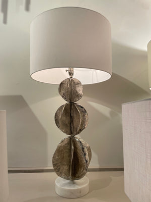 Three Flowing Wave Spheres Brass Table Lamp