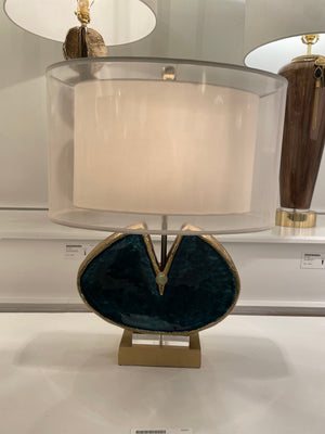 Blue Enameled and Jeweled Table Lamp