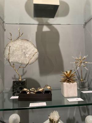 White Agate Held in Brass Branch