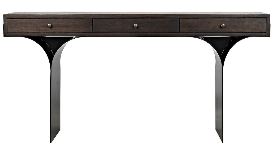 Truss Desk, Ebony Walnut with Metal Legs