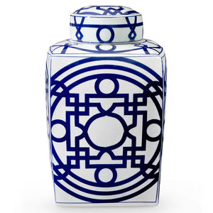 Square Porcelain Temple Jar with Lid – Blue & White | Jasper Collection | Villa & House